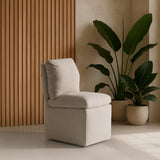 Adrian Modern Beige Fabric Dining Chair with Castor Wheels