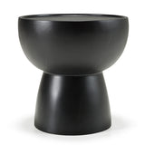 Akron Modern Black & White Faux Marble Round End Table