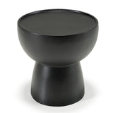 Akron Modern Black & White Faux Marble Round End Table