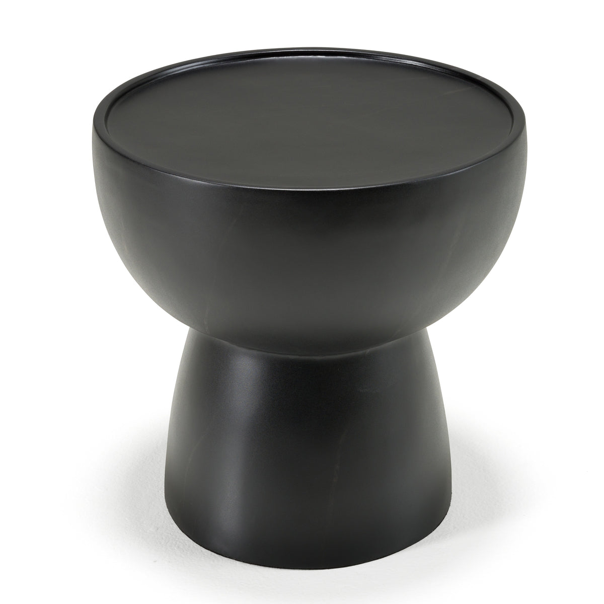 Akron Modern Black & White Faux Marble Round End Table