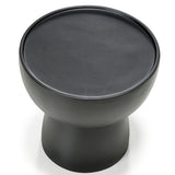Akron Modern Black & White Faux Marble Round End Table