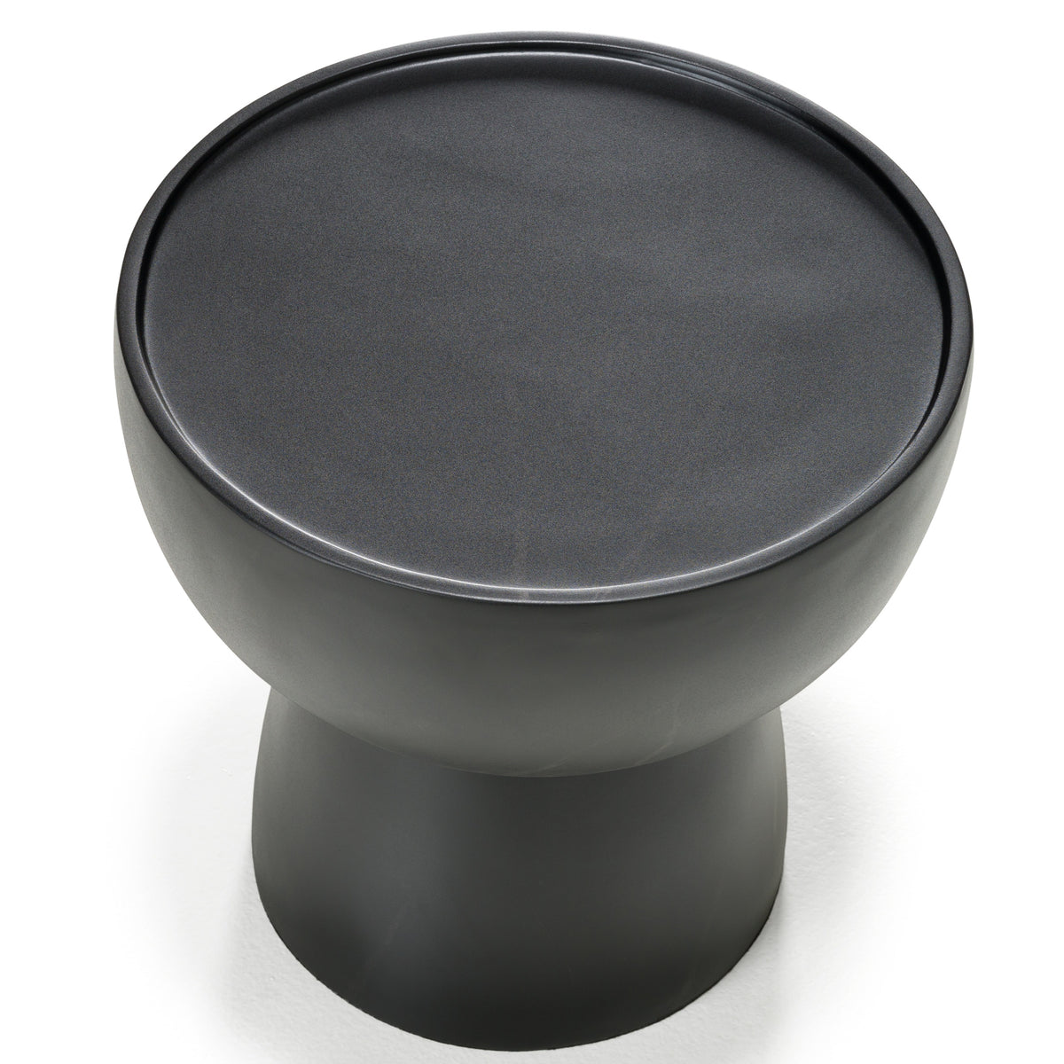 Akron Modern Black & White Faux Marble Round End Table
