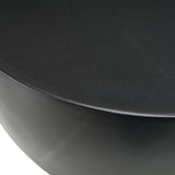 Akron Modern Black & White Faux Marble Round End Table
