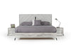 Alexa Italian Modern Grey Bed + 2 Nightstands Set