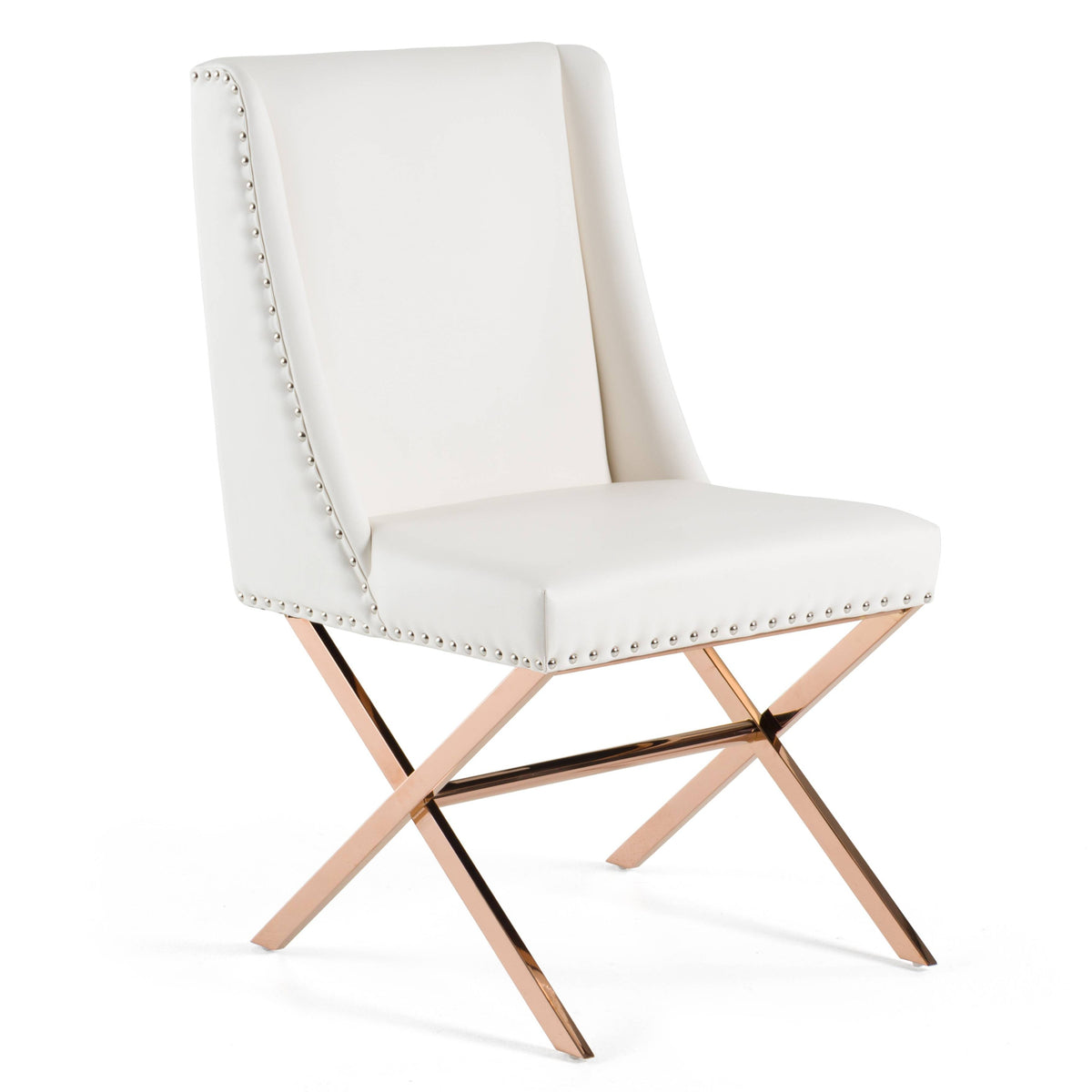 Alexia Modern White + Rosegold Dining Chair