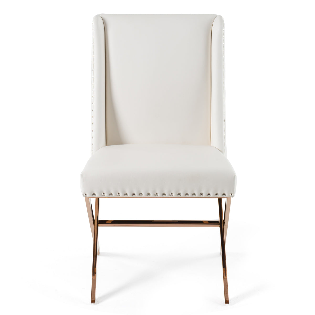 Alexia Modern White + Rosegold Dining Chair