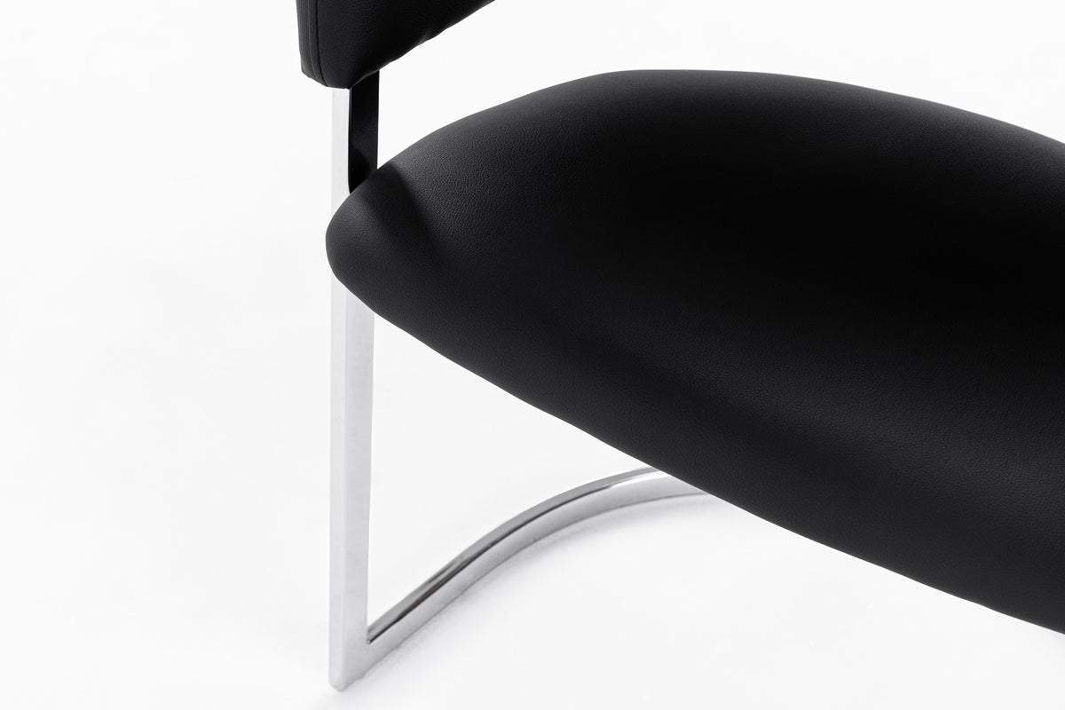 Allie Contemporary Black Leatherette Dining Chair