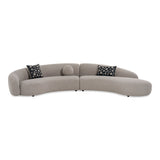Allis Glam Grey and Black Fabric Curved Sectional Sofa