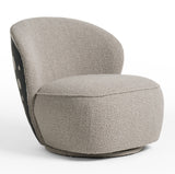 Allis Glam Grey and Black Fabric Swivel Accent Chair