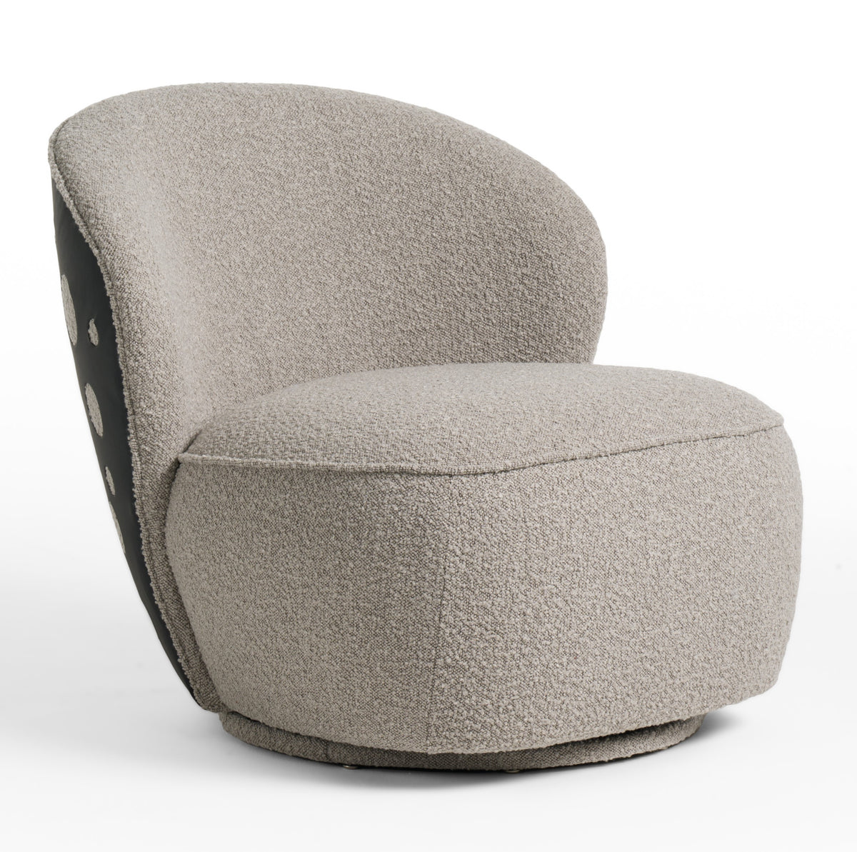 Allis Glam Grey and Black Fabric Swivel Accent Chair