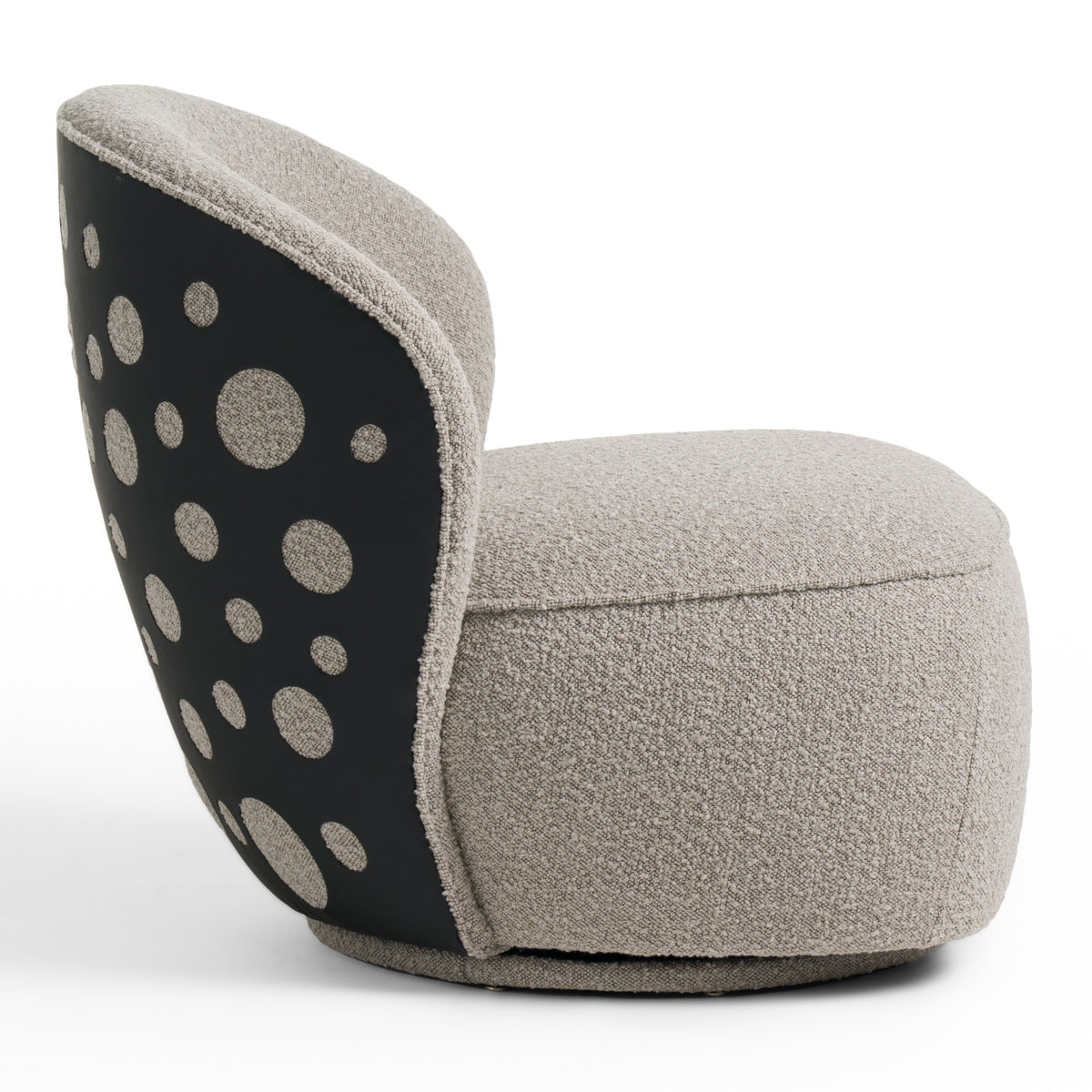 Allis Glam Grey and Black Fabric Swivel Accent Chair