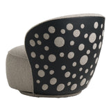 Allis Glam Grey and Black Fabric Swivel Accent Chair