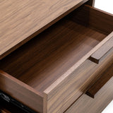 Amberlie Modern White Vegan Leather + Walnut 4-Piece Bedroom Set
