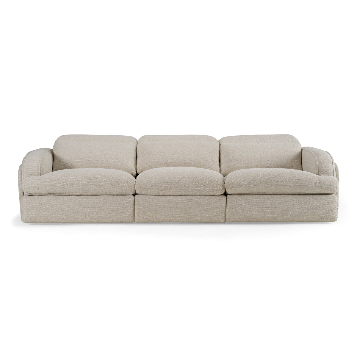 Ambler Modern Off-White Fabric Sofa with 2 Power Recliners