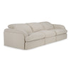 Ambler Modern Off-White Fabric Sofa with 2 Power Recliners