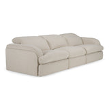 Ambler Modern Off-White Fabric Sofa with 2 Power Recliners