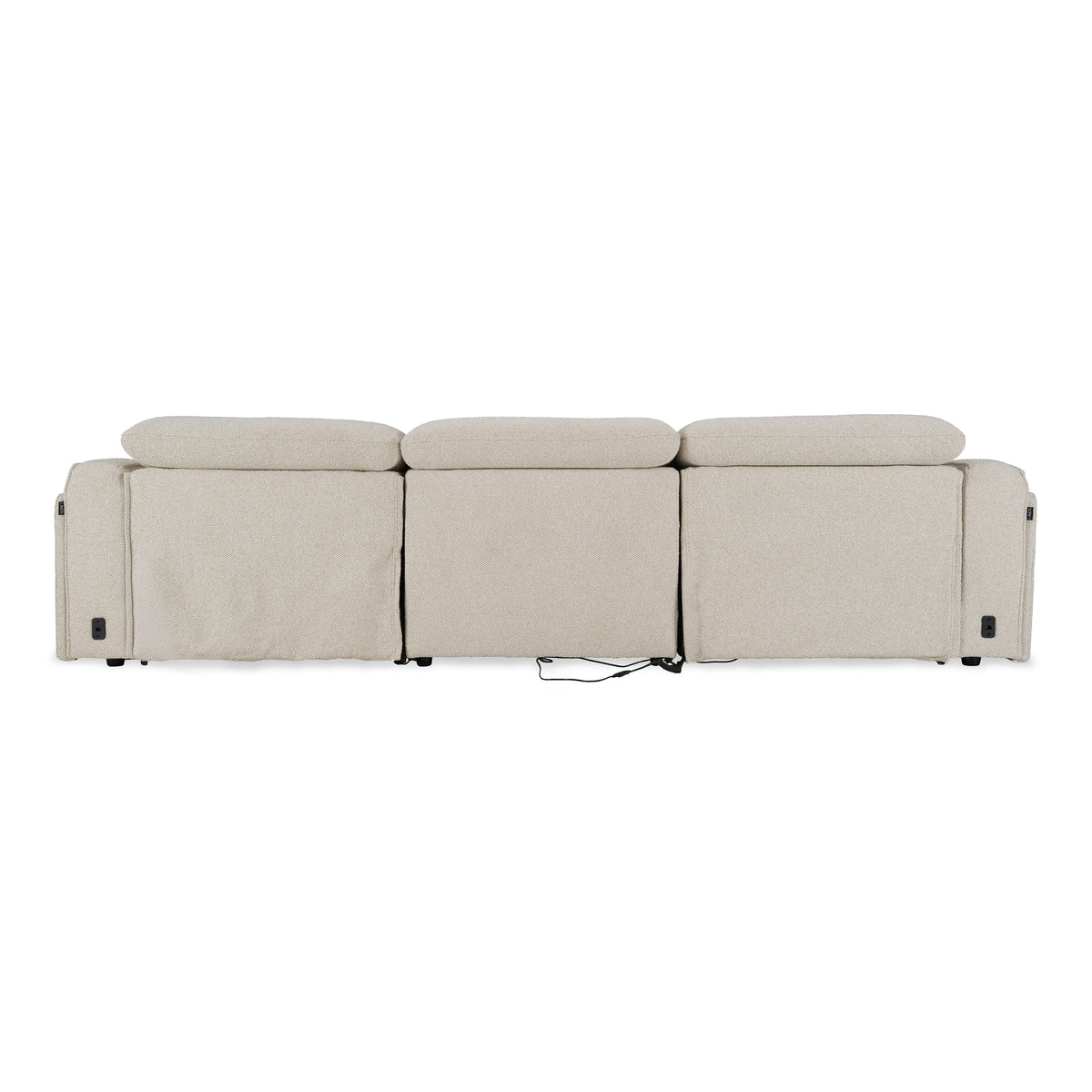 Ambler Modern Off-White Fabric Sofa with 2 Power Recliners