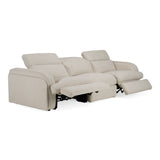 Ambler Modern Off-White Fabric Sofa with 2 Power Recliners
