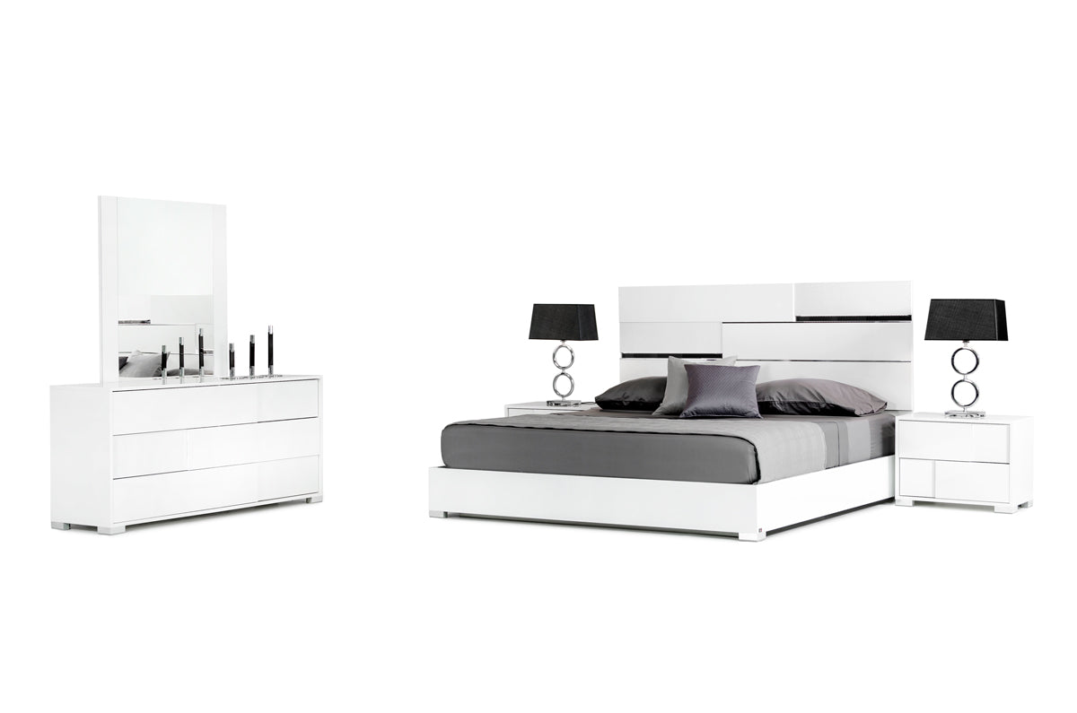 Eastern King Ancona Italian Modern White Bedroom Set