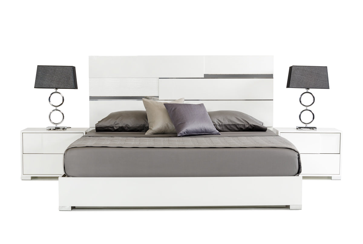 Queen Ancona Italian Modern White Bed