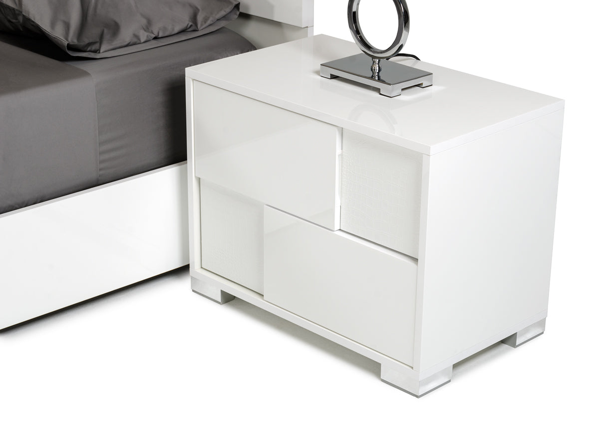Monza Italian Modern White Nightstand