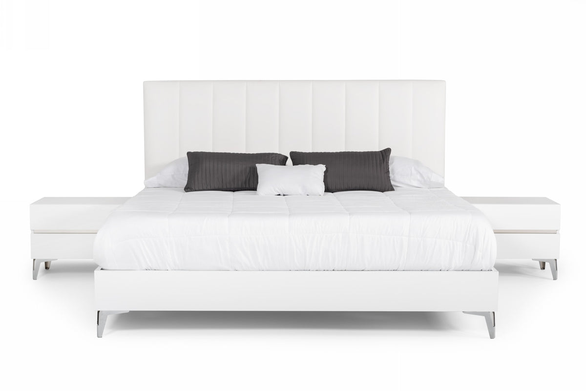 Angela Italian Modern White Eco Leather 4-Piece Bedroom Set