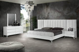 Angela Italian Modern White Eco Leather 4-Piece Bedroom Set and Wings