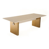 Angus Modern Cream Ash + Gold Dining Table