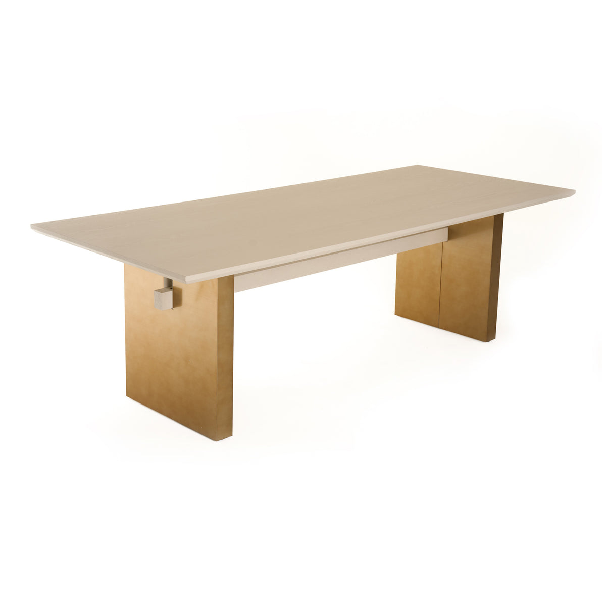 Angus Modern Cream Ash + Gold Dining Table
