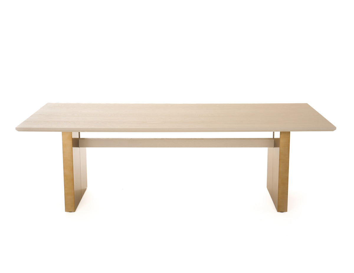 Angus Modern Cream Ash + Gold Dining Table