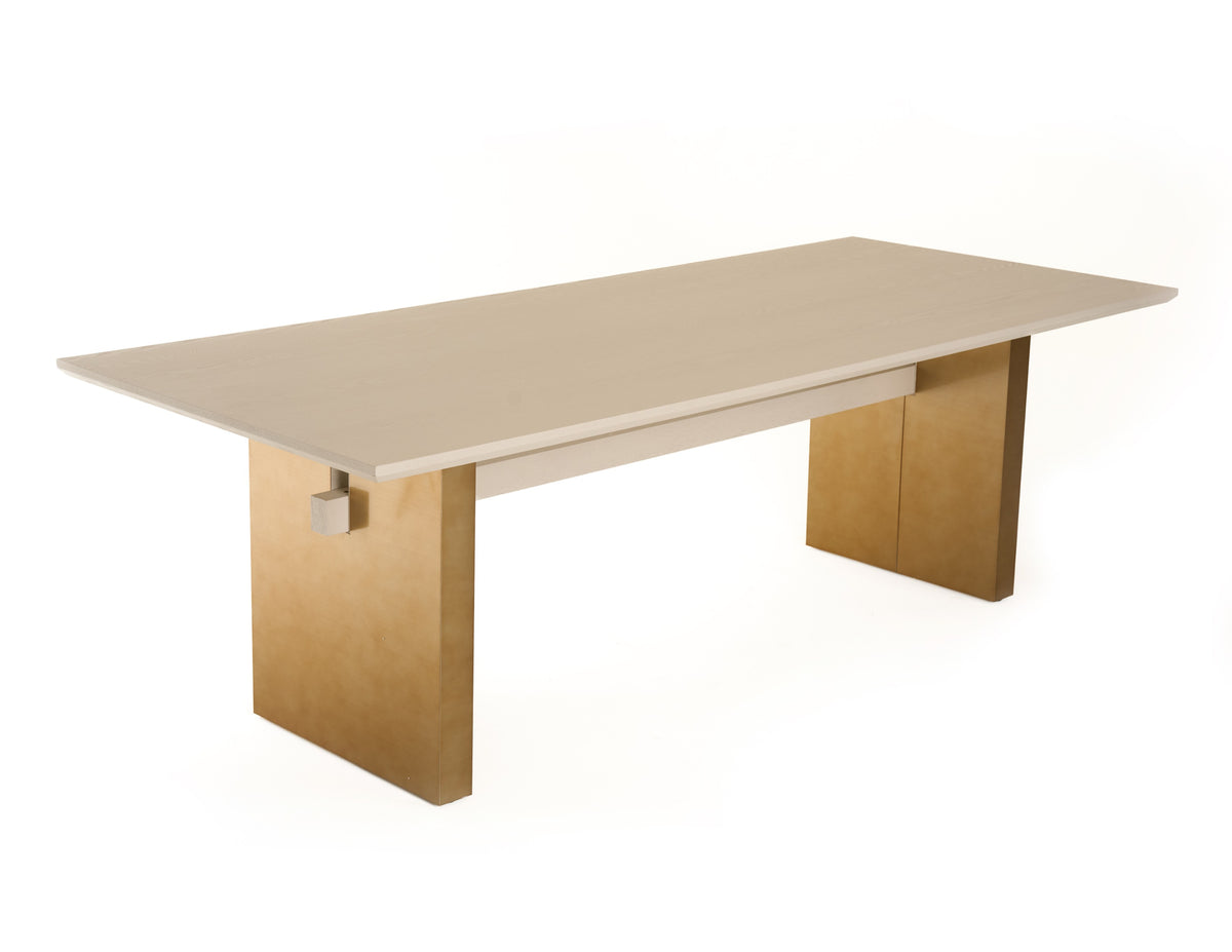 Angus Modern Cream Ash + Gold Dining Table