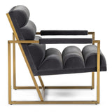 Anton Modern Grey Velvet + Brass Accent Chair