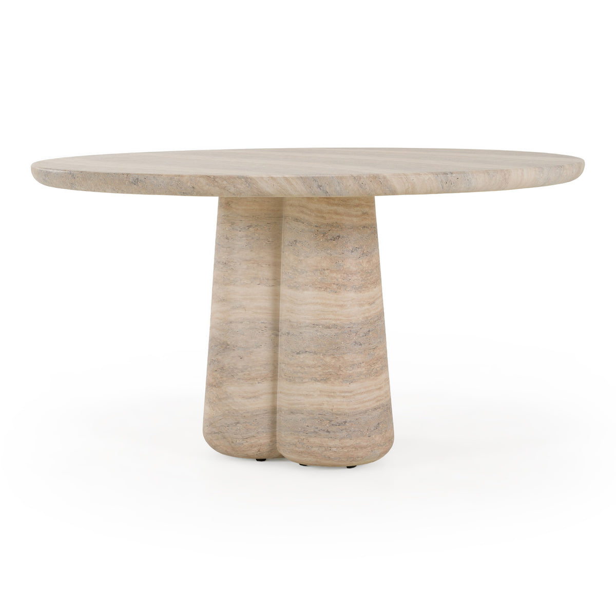 Aragats Modern Faux Travertine Concrete Round Dining Table