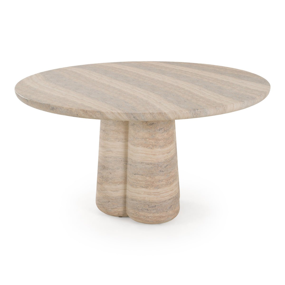 Aragats Modern Faux Travertine Concrete Round Dining Table