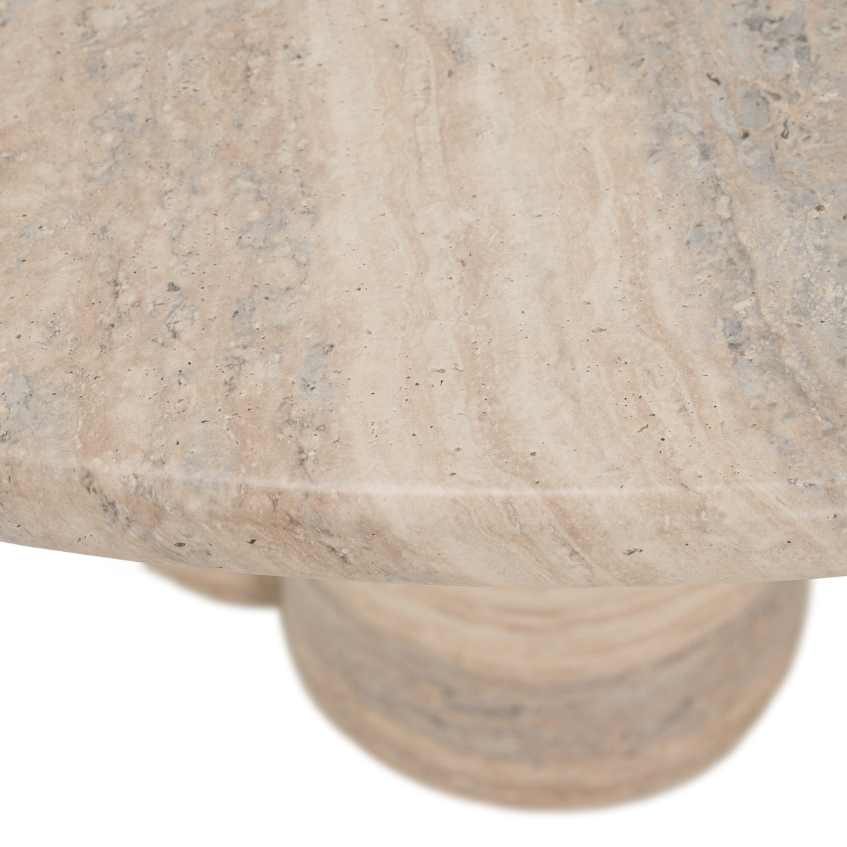 Aragats Modern Faux Travertine Concrete Round Dining Table
