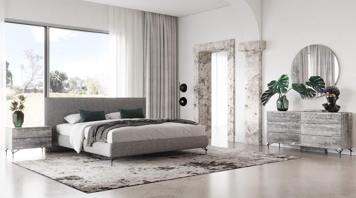Aria Italian Modern Multi Grey Q Bedroom Set