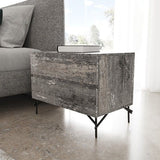 Aria Italian Modern Multi Grey Bed and Two Nightstands
