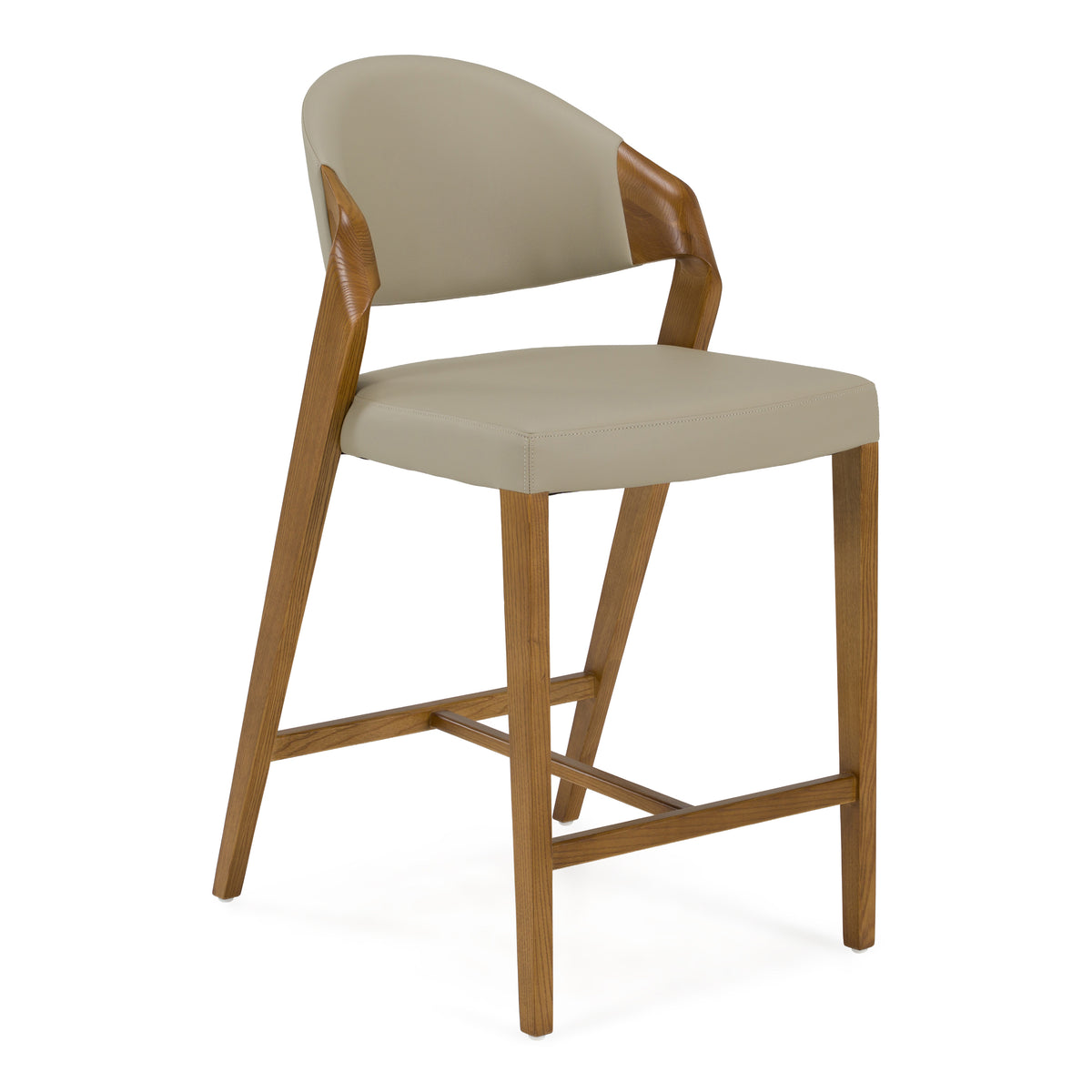 Arlo Mid-Century Beige & Walnut Counter Chair