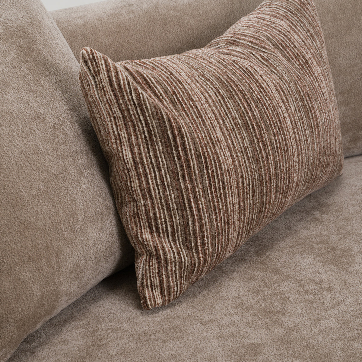 Arnaud Modern Tan Fabric + Brown Oak Sofa