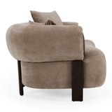 Arnaud Modern Tan Fabric + Brown Oak Loveseat Sofa