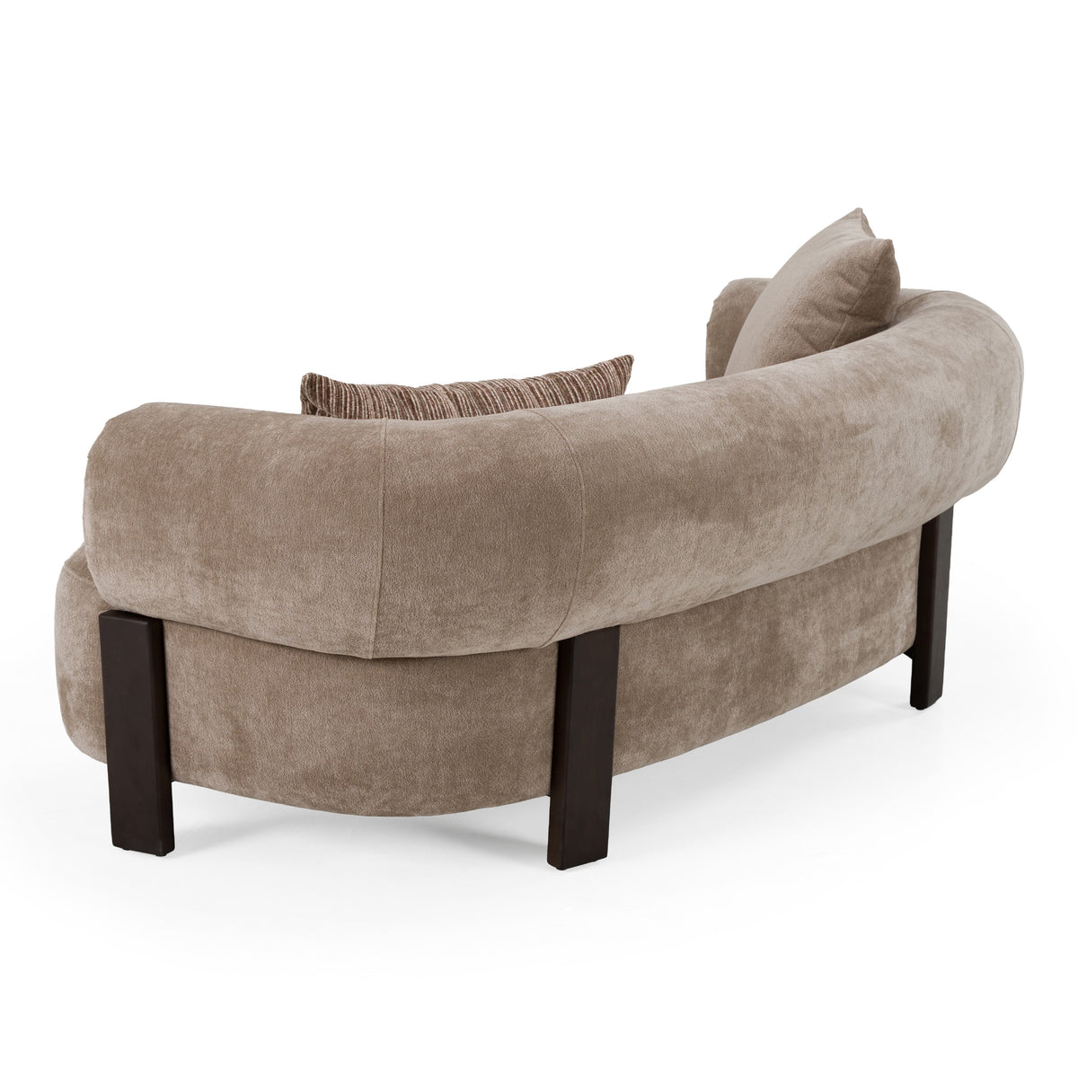 Arnaud Modern Tan Fabric + Brown Oak Loveseat Sofa