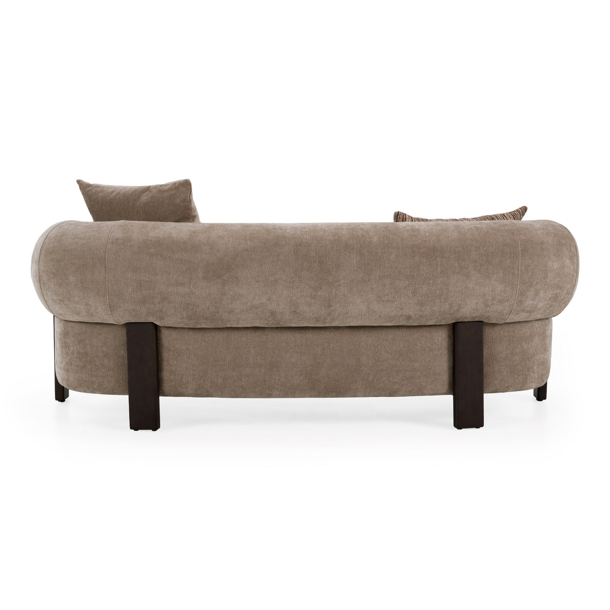 Arnaud Modern Tan Fabric + Brown Oak Loveseat Sofa