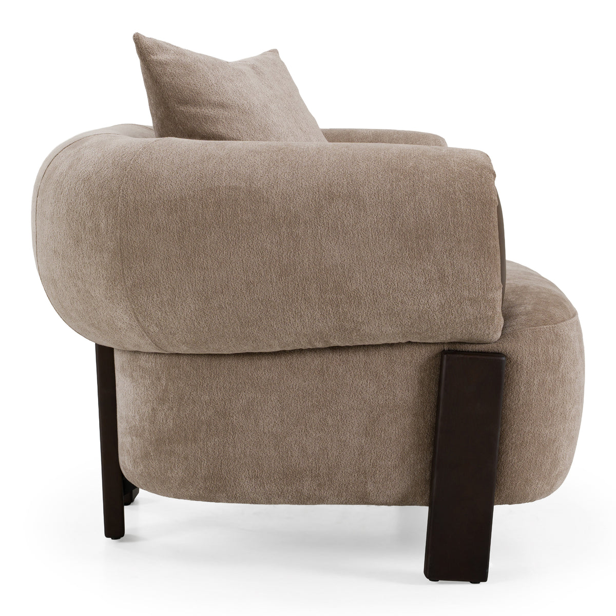 Arnaud Modern Tan Fabric + Brown Oak Accent Chair