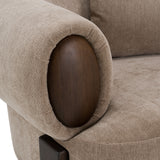Arnaud Modern Tan Fabric + Brown Oak Accent Chair