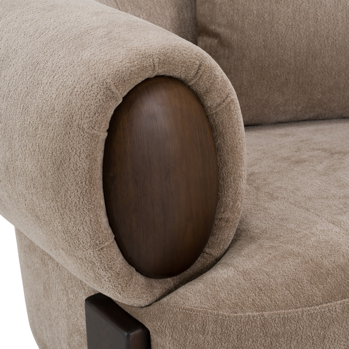 Arnaud Modern Tan Fabric + Brown Oak Accent Chair