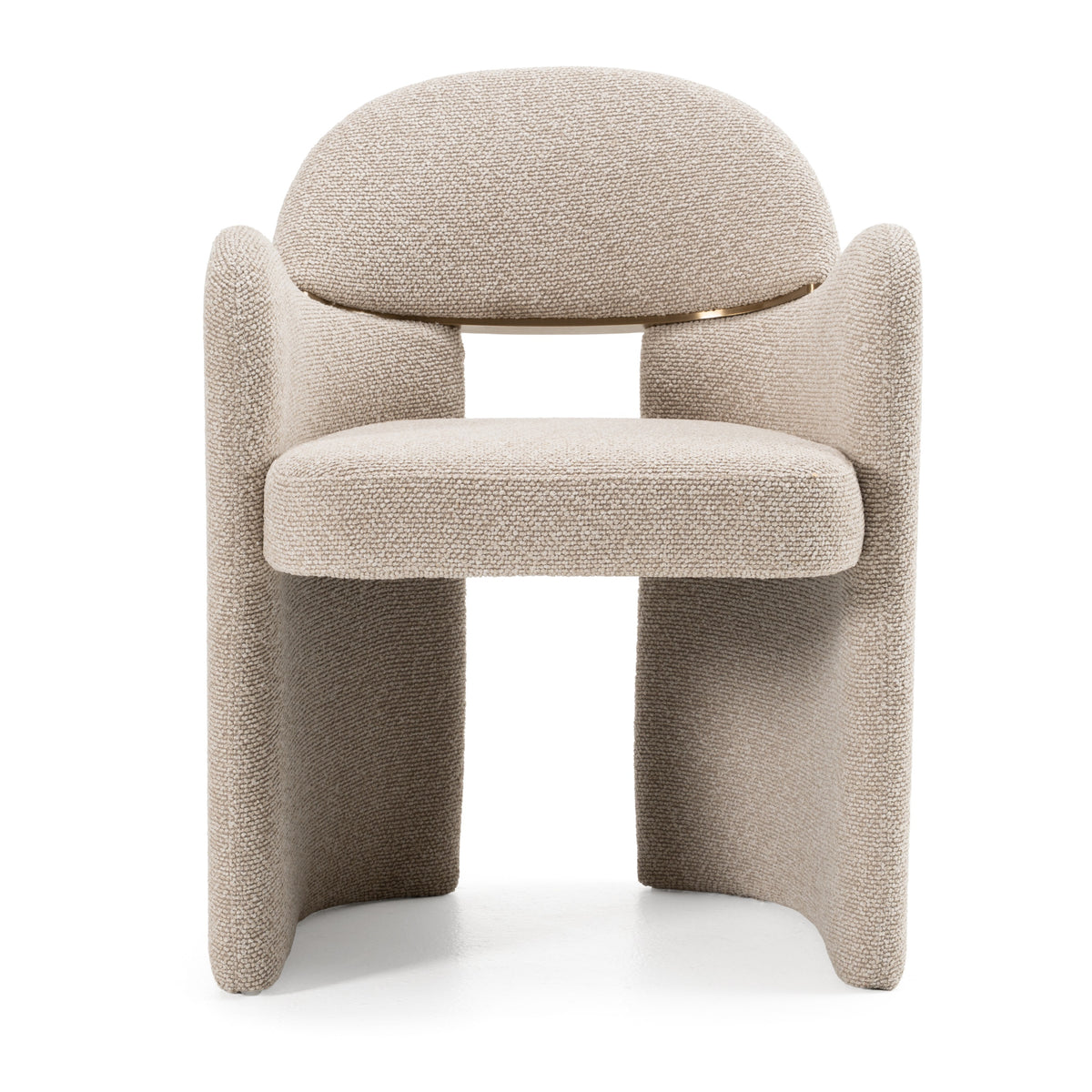 Ashley Modern Beige Fabric + Brushed Brass Dining Chair