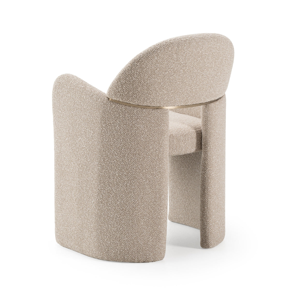 Ashley Modern Beige Fabric + Brushed Brass Dining Chair