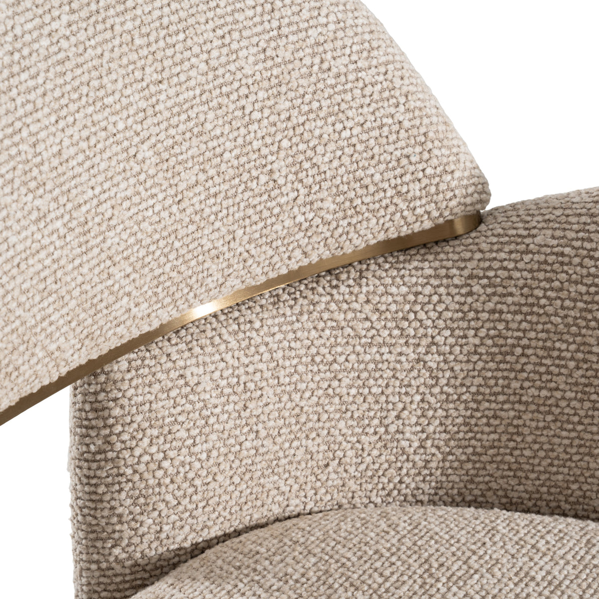 Ashley Modern Beige Fabric + Brushed Brass Dining Chair