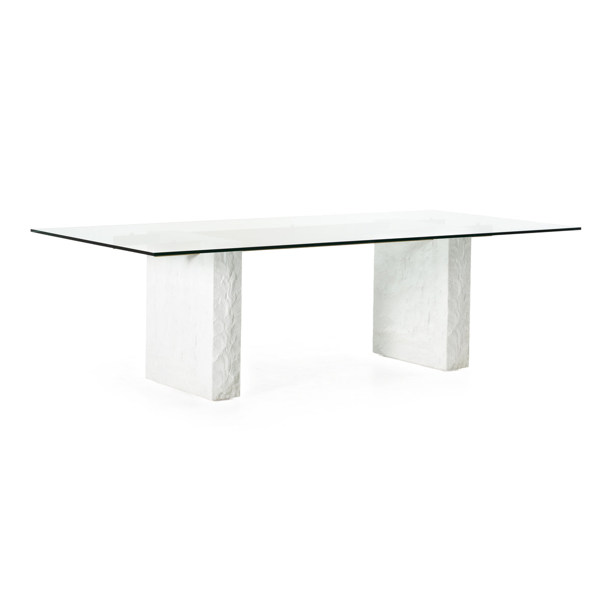 Ashley Modern Glass + White Fiberglass Dining Table