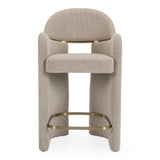 Ashley Modern Beige Fabric + Brushed Brass Counter Chair